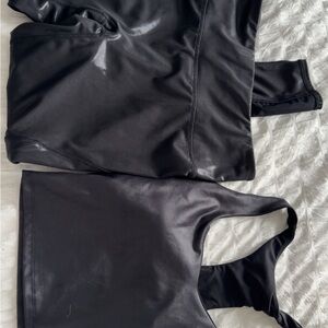 Fabletics Black Women's Faux Leather Workout set